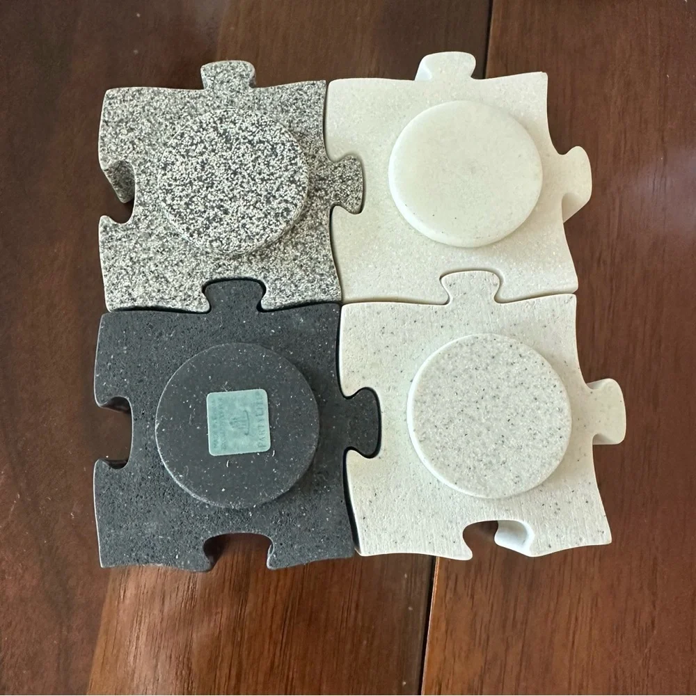 Vintage PartyLite Stone Puzzle Piece Tealight Candle Holders Collectible Set